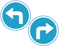 Turn left or right sign
